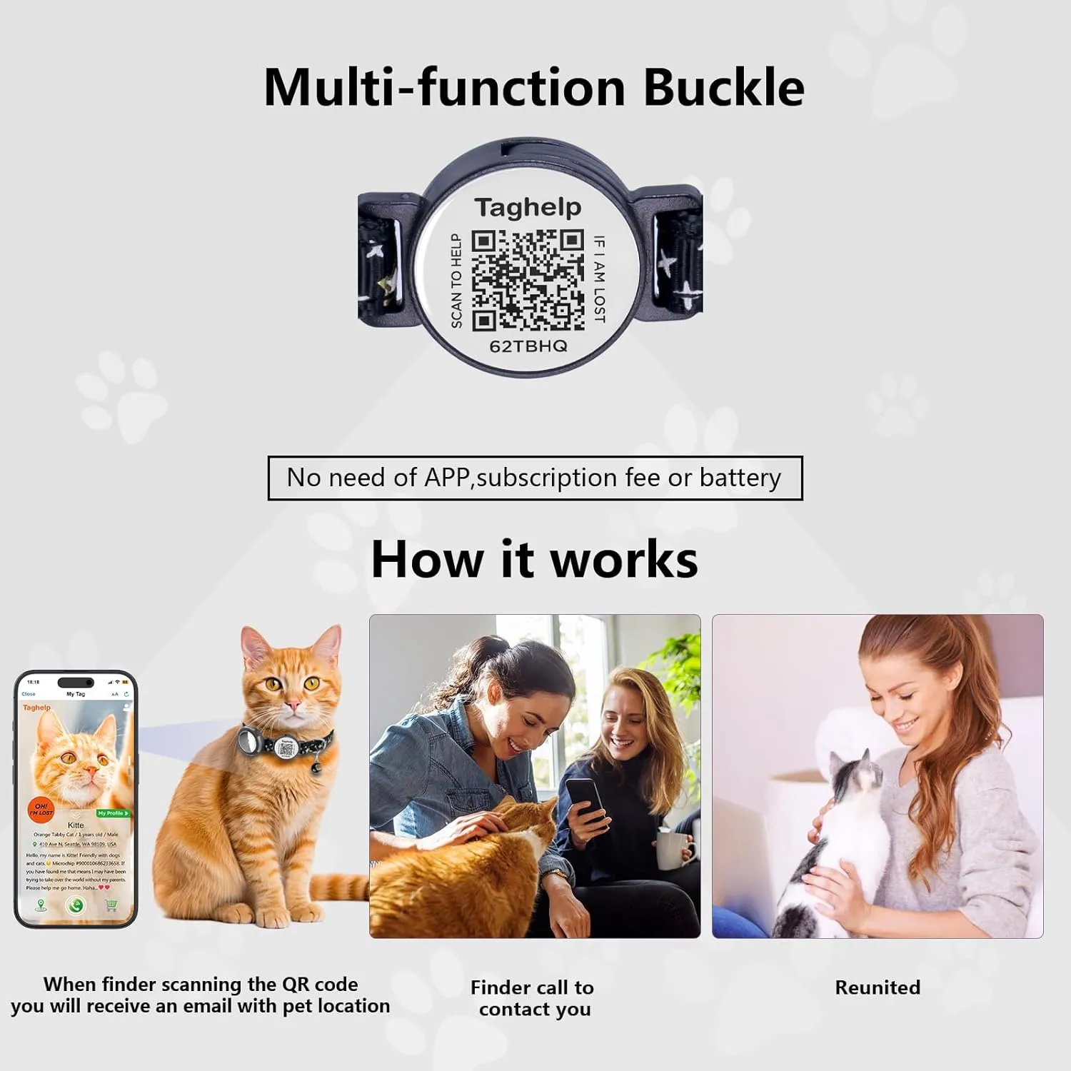 Waterproof Airtag Cat Collar, Breakaway with Stars and Moon with AirTag Holder for Apple. Solid & Safe, Pet Collar, Smart ID tag Cat Collar, Scan QR for Instant Location Alerts.NO APP(Pink)