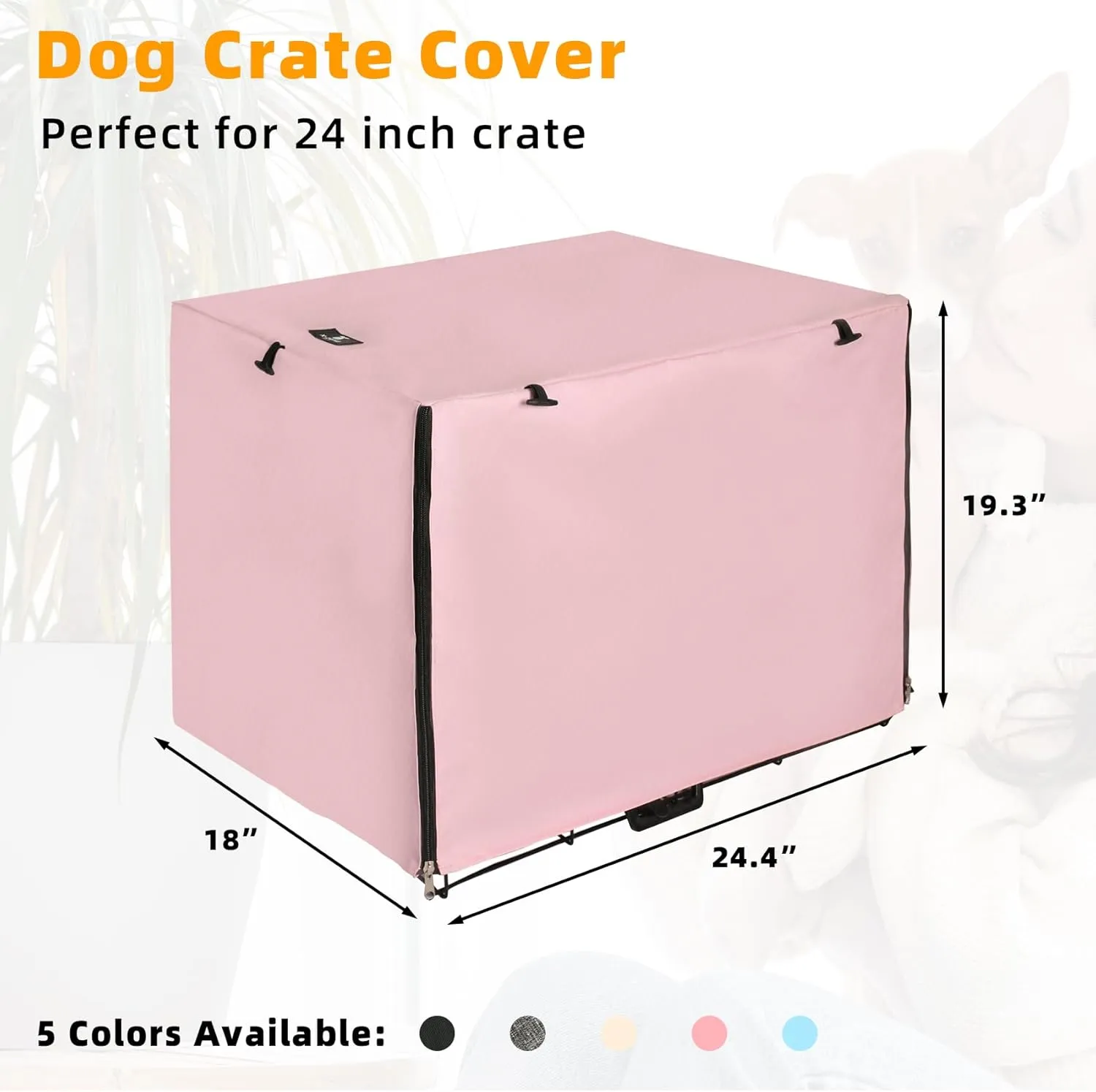 X-ZONE PET Double Door Dog Crate Cover - Polyester Pet Kennel Cover Fits 24 inches Wire Dog Cage Pink
