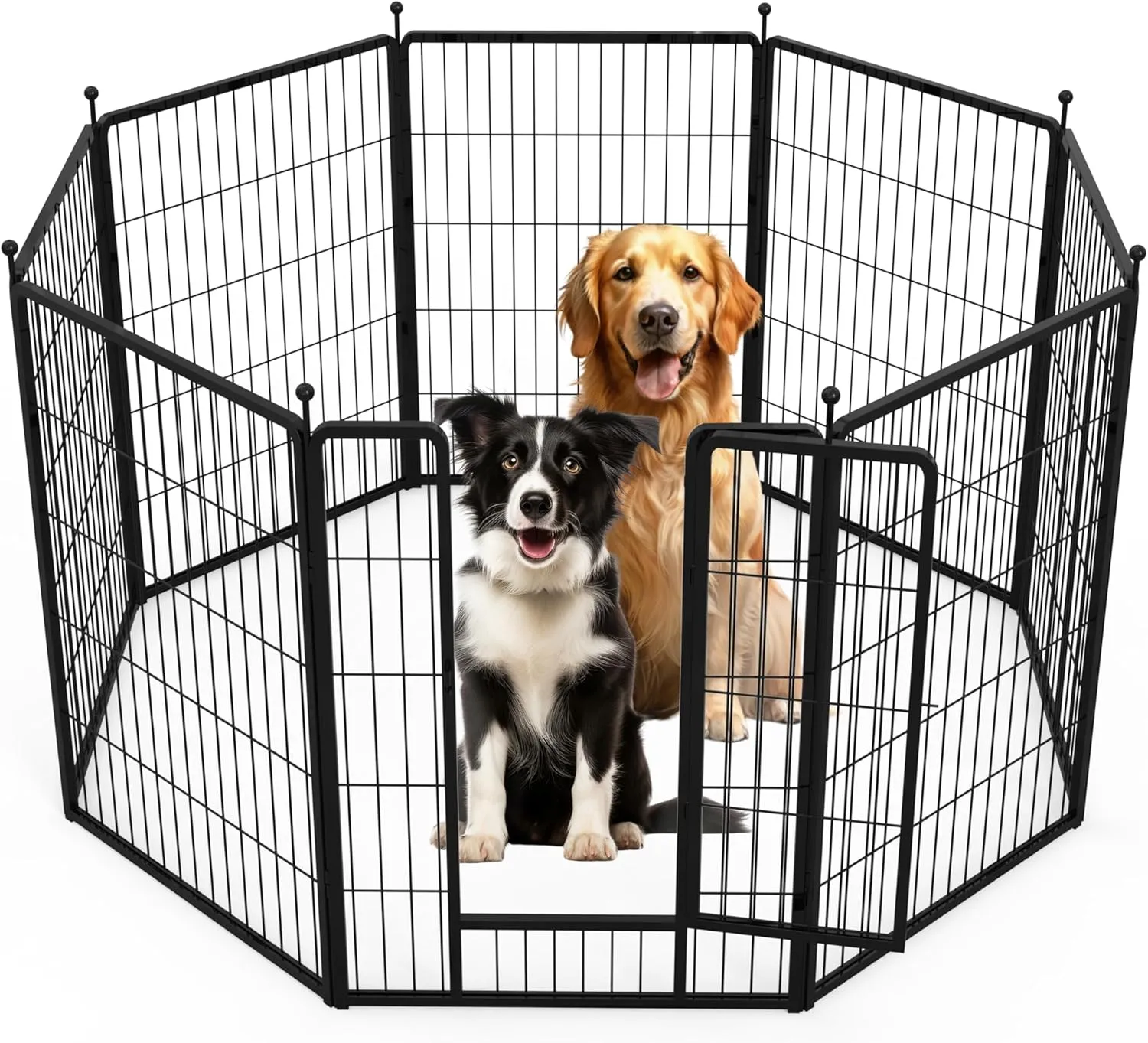 YSSOA Dog Playpen Indoor, Puppy Playpen Indoor Outdoor for Yard, Camping, RV, 40" Height 8 Panels Heavy Duty Dog Pen for Small/Medium/Large Dogs, Black