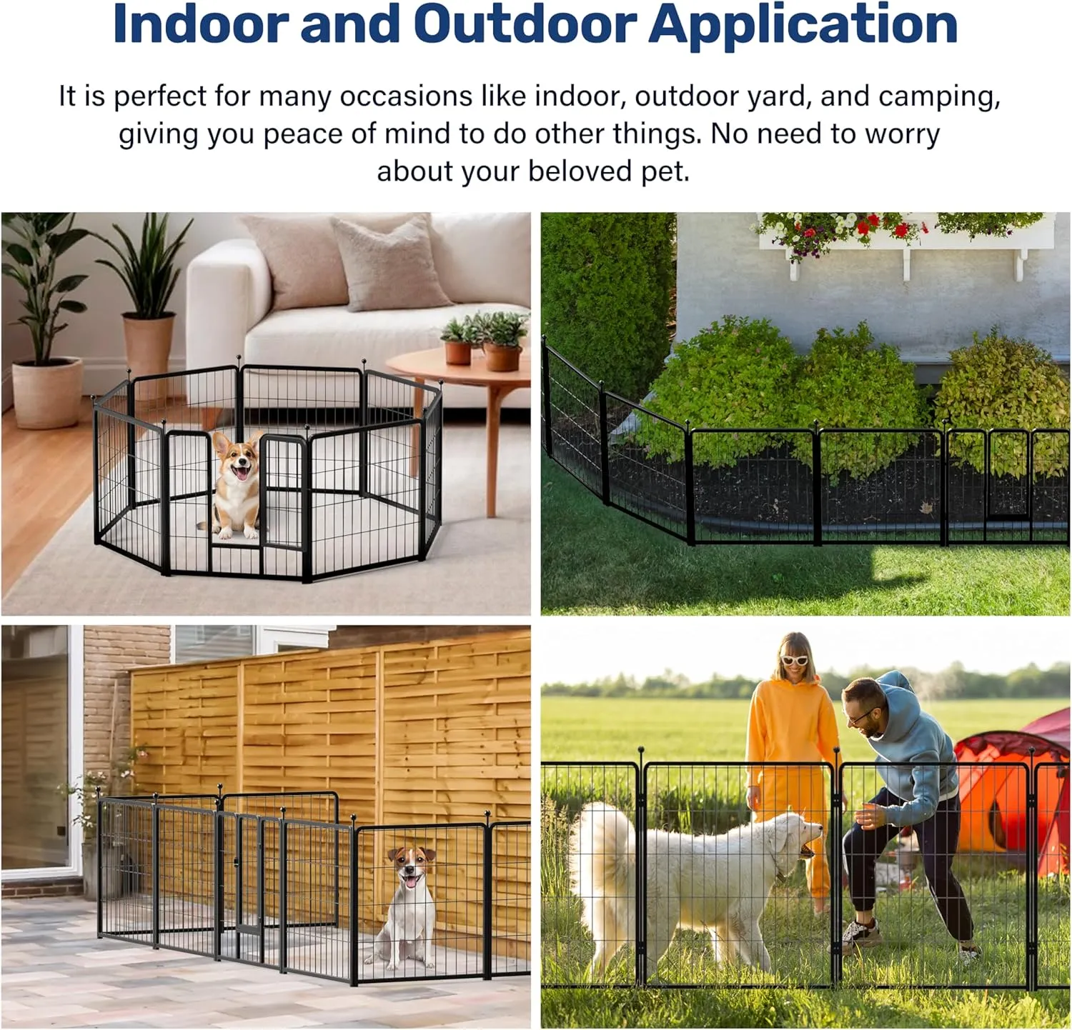 YSSOA Dog Playpen Indoor, Puppy Playpen Indoor Outdoor for Yard, Camping, RV, 40" Height 8 Panels Heavy Duty Dog Pen for Small/Medium/Large Dogs, Black