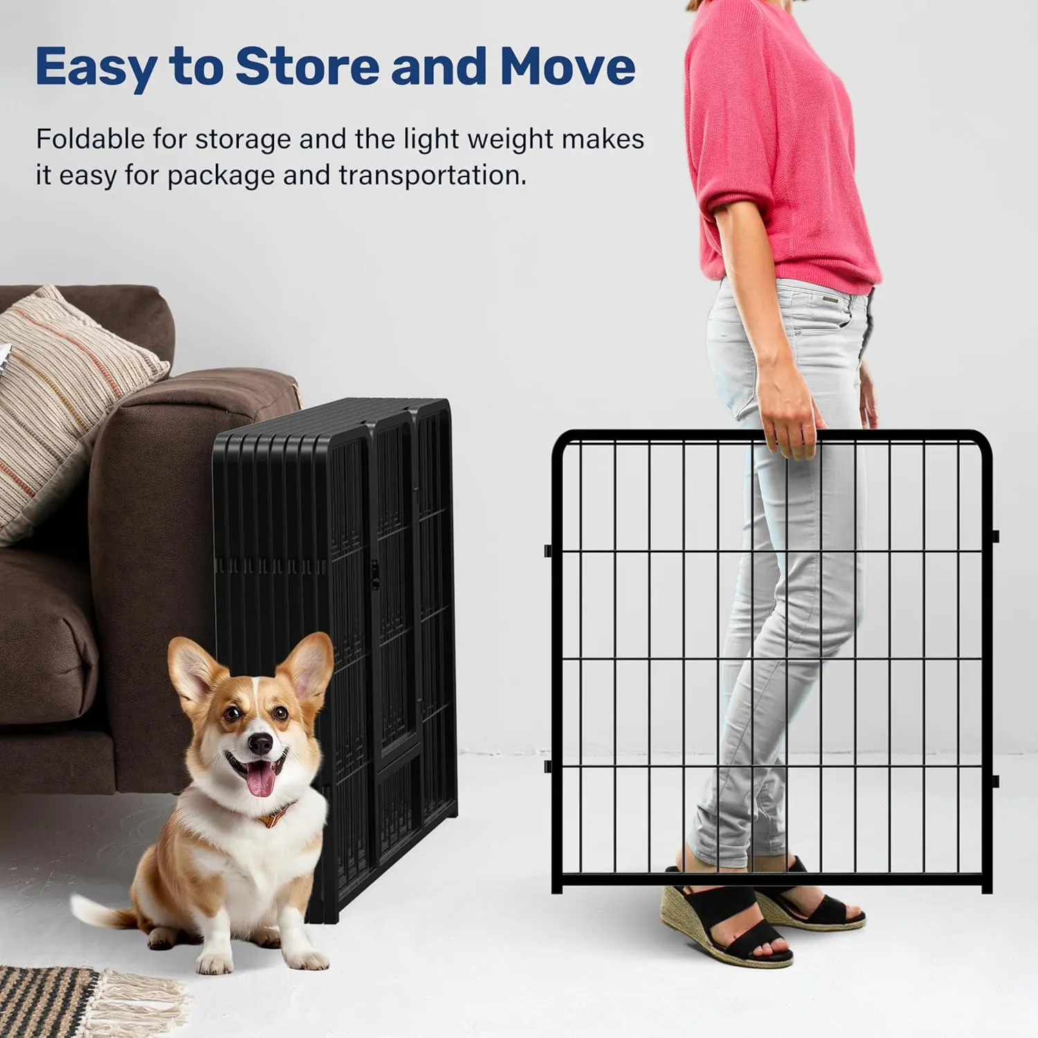 YSSOA Dog Playpen Indoor, Puppy Playpen Indoor Outdoor for Yard, Camping, RV, 40" Height 8 Panels Heavy Duty Dog Pen for Small/Medium/Large Dogs, Black